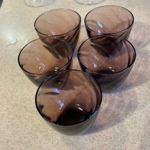 Vintage Hazel Atlas Moroccan amethyst swirl lowball cocktail glasses 8oz set of5
